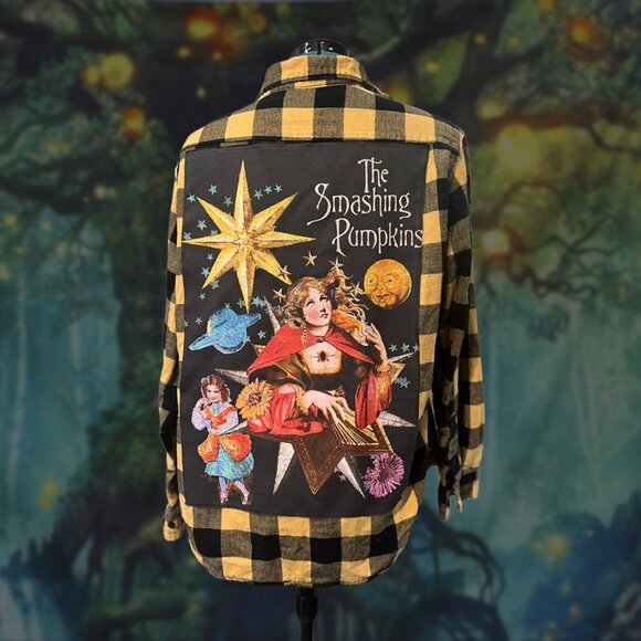 Upcycled Smashing Pumpkins Flannel | Mellon Collie 1995 | Oversized size  L - Picture 3 of 6